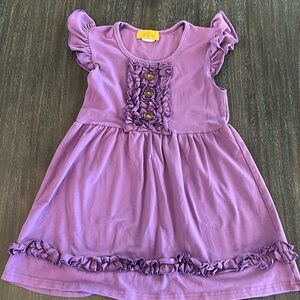 OFC Girls Purple Babydoll Style Ruffle Dress